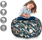 Ambesonne Spaceship Storage Toy Bag Chair, Hand Drawn Space Exploration Themed Cartoon Drawing Style Image Alien Planets, Stuffed Animal Organizer Washable Bag, Large Size, Navy Blue - Image 2