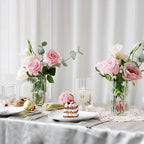 12Pcs Glass Cylinder vases for Centerpieces, 6 Inches Clear Ribbed Bud Vases for Wedding Decorations,Floral Vase Bulk Flower vases,Tall Glass Hurricane Candle Holder for Table Shelf, Party(Ribbed) - Image 3