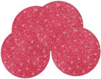 15" Red AB Rhinestone Round Placemats Set of 4 by Cumouna