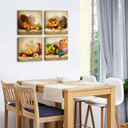 Kitchen Wall Decor 4-Piece Vintage Fruit Still Life Canvas Art 12x12 Inch - Image 6