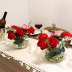 Set of 4 Clear Glass Flower Vases, 6” W x 4.4” H, Bubble Bowl Vases - Image 4