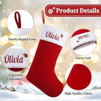 Personalized Christmas Stockings with Embroidered Name & Monogram,Custom 5 Pack 18” Large Flocking Xmas Stocking,Burlap with Plush Cuff Stockings for Fireplace Holiday Decor - Image 2