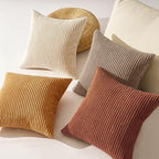 Topfinel Yellow Brown Gradient Rustic Pillow Case Boho Throw Pillow Covers 22x22 Inch Set of 4 Soft Farmhouse Corduroy Striped Decorative Cushion Cover for Sofa Couch Living Room Bedroom - Image 5
