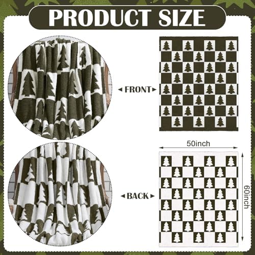 Buryeah Christmas Tree Knit Throw Blanket, 50 x 60 Inch Reversible Knitted Throw Blanket, Cozy Soft Lightweight Gift for Couch Sofa Bed(Olive Green) - Image 3