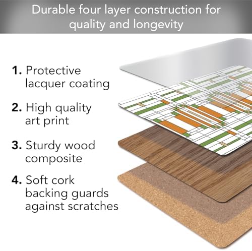 CounterArt Oak Park Skylight by FLW Boxed Set of 4 Hardboard Placemats - Image 3