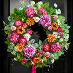 Spring Summer Wreaths for Front Door 24 Inch with Dahlia, Peony & Daisy Spring Wreaths for Front Door Outside Summer Door Wreath for Entryway, Porch & Home Décor Outdoor Summer Wreath by SoomeirWreath