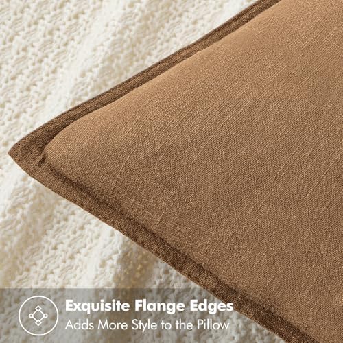 MIULEE Decorative Linen Pillow Covers 20x20 Inch Brown - Image 2
