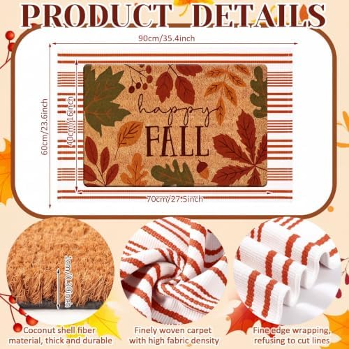 Moucuny 2 Pcs Fall Coir Doormat Outdoor, Fall Welcome Mat, Non Slip - Image 2