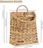 Set of 2 Water Hyacinth Hand Woven Basket, Wicker Hanging Wall Basket, handmade Decor & Storage Organizer for Entryway, Bathroom, Living Room, Farmhouse, and Front Door, 8.7 x 4.7 x 11.4 inch - Image 2