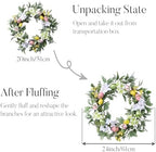 Valery Madelyn 24'' Collapsible Lighted Easter Wreaths for Front Door, Pre-lit Spring Door Wreath with Pastel Eggs, Daisy Flowers & Silk Lambs Ear Leaves, Farmhouse Indoor Outdoor Wall Window Decor - Image 6