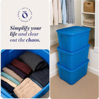 HOMZ 8-Pack Durable Molded Bin, Plastic Storage Containers with Lids, 18 Gallon, Blue - Stackable Organizer Totes and Boxes for Bedroom, Kitchen, and Garage Organization - Image 6