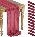 12 Pack Burgundy Cheesecloth Table Runner 10ft Boho Gauze Cheese Cloth Table Runner Rustic Sheer Runner 120 inch Long for Christmas Wedding Table Decorations by WJWHQ