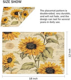 Vintage Sunflower Newspaper Floral Placemats Set of 6 Decorative Dinner Place Mats Washable Table Mat for Gifts, Holiday, Birthday Party, Wedding & Dining - Image 4