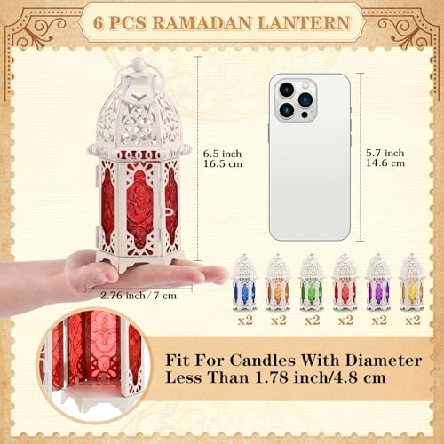 Mumufy 12 Pcs Moroccan Lantern Ramadan Lantern Eid Mubarak Decor, White - Image 2