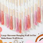 Tiamon Boho Wall Decor - 59'' W x 42'' L Macrame Wall Hanging Beaded Large Tapestry Art for Home Bathroom Farmhouse Bedroom Living Room Office Natural Modern Rustic Decoration - Image 4