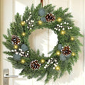 24Inch Christmas Wreaths for Front Door with 8 Function Lights Cedar Wreath by Unknown