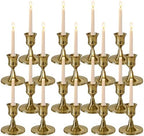 Bronze Wine Glass Metal Candlestick Holders -Vintage Modern Metal Taper Candle Holders, Decorative Centerpiece for Table Mantel, Wedding Kitchen Home Decor, Wedding Gift,18Pcs by Unknown