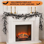 Riceshoot Halloween Garland for Mantle Fireplace Decor-6 ft Black Twig Garland with Bat Accents, Spooky Artificial Halloween Vine for Table Staircase Entryway Gothic Party Haunted House - Image 4