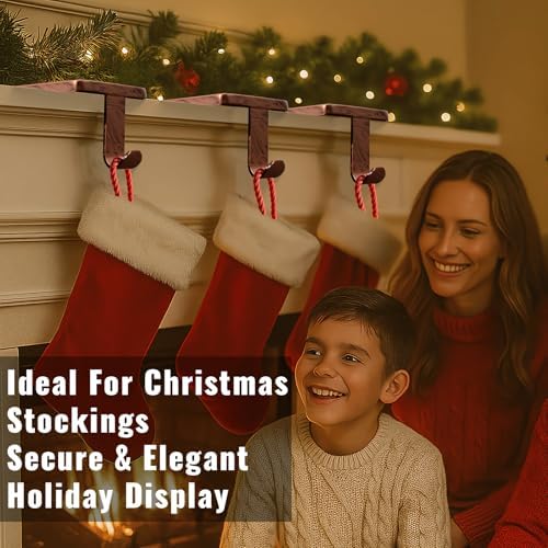 Stocking Holders for Mantle Set of 6, Metal Christmas Stocking Holder, Weighted Stocking Hangers with Non-Slip Protective Pad, Stocking Hangers for Mantel | TV Stand | Staircase | Dresser - Image 7