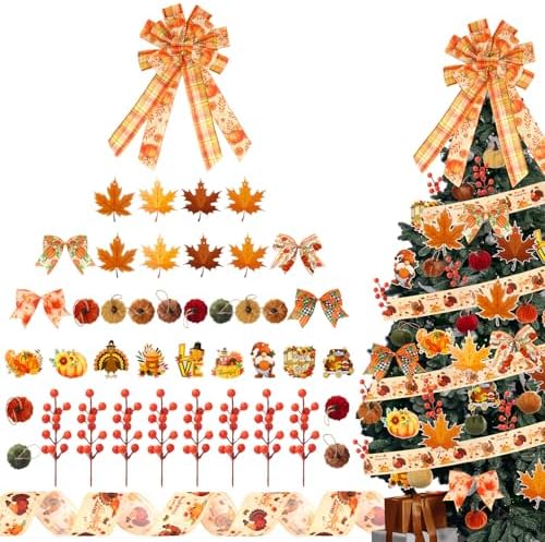 43 Pcs Thanksgiving Tree Ornaments Decorations Tree Topper Hanging Ornaments for Home Fall Holiday Party Decoration by JaaMiin