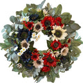 WANNA-CUL 24 Inch Patriotic Sunflower Wreath 4th of July Front Door Wreath by WANNA-CUL
