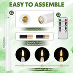 Mumufy 12-piece Green Glass Candle Holders with Flameless Taper Candles - Image 3