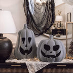 Tioncy Halloween Decor Terracotta Jack O Lantern Pumpkin Decor,Gray - Image 6