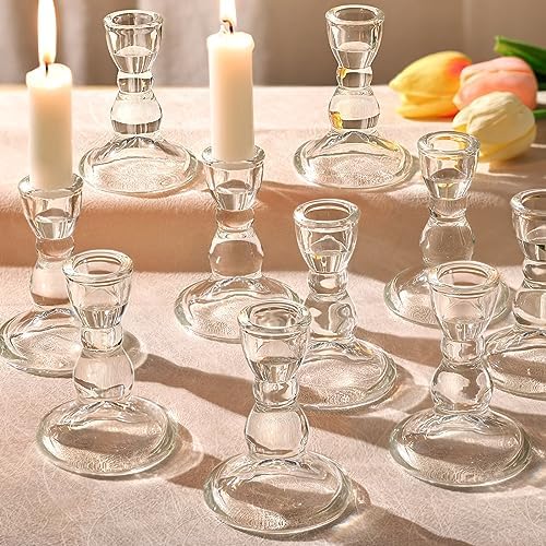 Lanttu 24 Pcs Candlestick Holders Bulk 3.55''x2.56'' Taper Candle Holders - Image 4