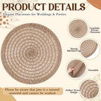 15 Inch Round Woven Placemats Set of 12 Boho Jute Charger Bulk - Image 4