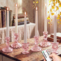 Mumufy 12-piece Blush Pink Glass Candle Holders with Flameless Taper Candle by Mumufy