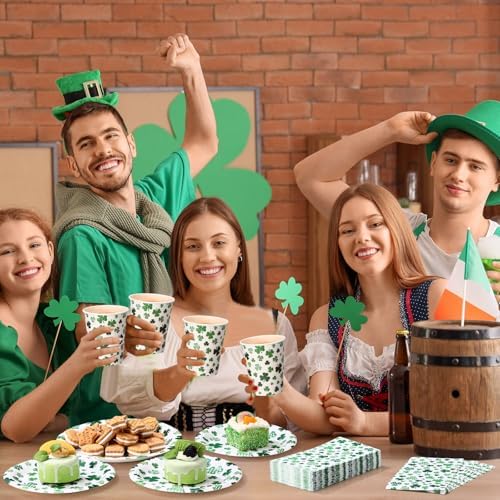 Pickmesh 250 Pcs St. Patrick's Day Party Supplies Kit for 50 – Shamrock Disposable Paper Plates, Napkins and Cups for St. Paddy's Day Party, Irish Celebration, Birthday Decorations - Image 4