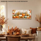 WAXWHELK Pumpkin Fall Canvas Wall Art, Pumpkin Sunflowers Wheat Stalks Maple Leaves Harvest Painting Pictures, Rustic Farmhouse Autumn Thanksgiving Artwork for Living Room Decor (16"x32") - Image 2