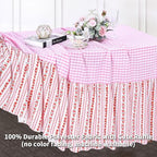 Fanqisi Waterproof Plaid Tablecloth Red Ruffle Table Cloth - 80 x 120 Inch Gingham Checker Tablecloths Rectangle Washable Polyester Table Cover for Birthday Wedding Picnic Easter Party Decoration - Image 4
