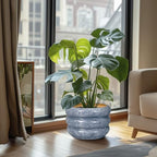SQOWL Ceramic Planter 10 Inch - Indoor Plant Pot with Drainage Hole Outdoor Planter Large Flower Pot Modern Decorative Plant Pot for Bathroom Room Decorations Gray - Image 2