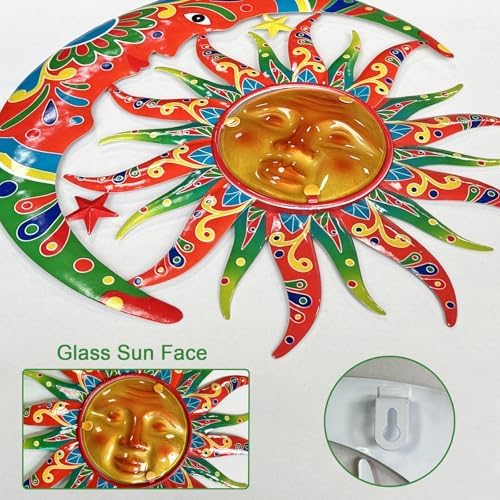 Limygus Colorful Metal Sun Moon Stars Wall Art, Indoor Outdoor Decor for Patio Garden Bedroom - Image 5