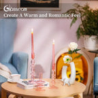 Glasseam Pink Tapered Candlestick Holders 3Pcs Glass Taper for Table Decor - Image 3