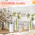 Nuogo 48 Pcs Plastic Cylinder Vases Tall Plastic Flower Vases for Centerpieces Hurricane Candle Holder for Home Wedding Office Party Formal Dinners Decorations (4''/6''/8'') - Image 6