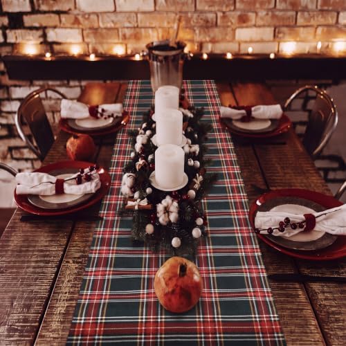 HunnmingRe 1 Pcs Red and Green Christmas Tartan Plaid Table Runner 13 x 72 - Image 6