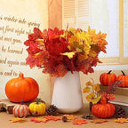 Tigeen 8Pcs Fall Leaves Faux Maple Leaves Stems Thanksgiving Decor, Vibrant - Image 3