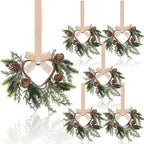 Dingion 6 Pcs 6" Cedar Christmas Mini Cabinet Wreaths for Kitchen by Dingion