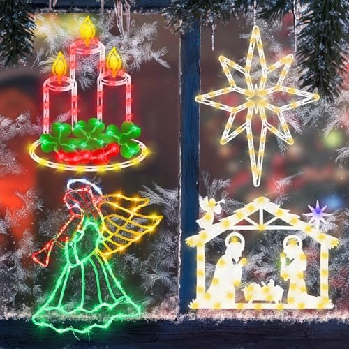 TRWYMZ Christmas Decorations - 16" Christmas Window Silhouette Lights - Image 6