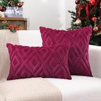 Pallene Fall Burgundy Faux Fur Throw Pillow Covers 24x24 Set of 2 - Image 4