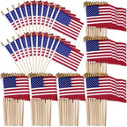 Shimeyao 120 Pack 12x18 Inch Small American Flags on Stick with Wood Pole by Shimeyao