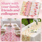 12 Pcs Daisy Tulle Table Runners Bohemian Country Tulle Lace Table Runner 120 Inch 10 ft White Champagne Pink Lace Fabric for Home Dining Wedding DIY Craft - Image 4