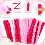 Teenyyou 24 Pcs 30mm x 39.37 Inch Extra Thick Jumbo Pipe Cleaners Bulk DIY Valentine's Day Giant Fur Fluffy Pipe Cleaners Chenille Stems Craft Supplies for Gifts DIY Project(Pink) - Image 3
