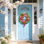 Spring Summer Wreaths for Front Door 24 Inch with Dahlia, Peony & Daisy Spring Wreaths for Front Door Outside Summer Door Wreath for Entryway, Porch & Home Décor Outdoor Summer Wreath - Image 6
