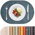 MOSAYT Vinyl Faux Leather Oval Placemats, Set of 8, Navy Blue by MOSAYT