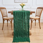Asee'm Emerald Green Cheesecloth Table Runner Christmas Fall Rustic 10FT - Image 6