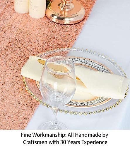 ShinyBeauty Rose Gold Table Runners 15pcs 12x108-Inch Rose-Gold Sequin Table Runner Glitter Table Runner for Parties Bridal Shower Decorations -0908S - Image 4
