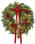 20 Inch Christmas Cedar Wreath for Front Door, with Lights by Tigeen